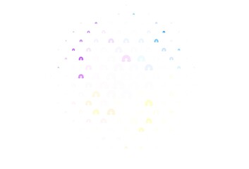 Light Green, Red vector backdrop with rainbows, clouds.