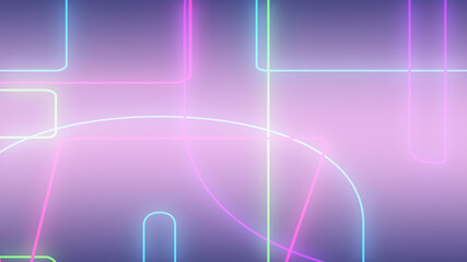 Abstract pink green and yellow neon pastel light gradient background.3d render illustration.