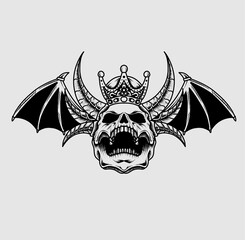 Illustration vector scary demon skull with horn