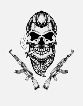 980 Gangster Skull Tattoos Illustrations RoyaltyFree Vector Graphics   Clip Art  iStock