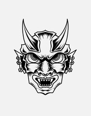 Oni mask demon face vector illustration art.