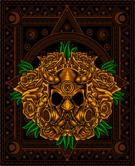 Fototapeta na wymiar Skull mask with flower pattern background-vector