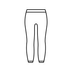 Leggings with elastic at waist and ankles. Linear icon of unisex tight-fitting pants. Black simple illustration of thermal underwear, trousers. Contour isolated vector pictogram, white background