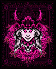 Viking head vector illustration art.