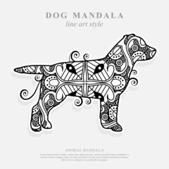 Fototapeta na wymiar Dog Mandala Vector Line Art Style