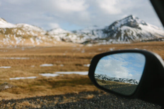 Iceland Road Trip Rear View Reflection