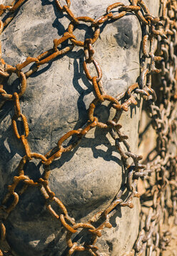 Chains on Wheel of Logging Truck