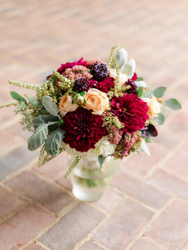 Red and Burgundy Wedding Bouquet