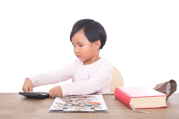 Little girl doing financial planning