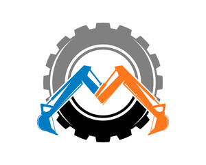 M Letter excavator with gear