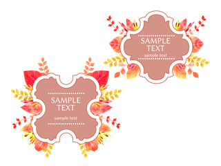 秋色の葉のとフレームのセット