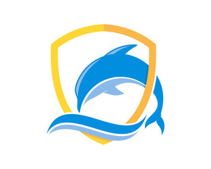 Dolphin inside to shield logo