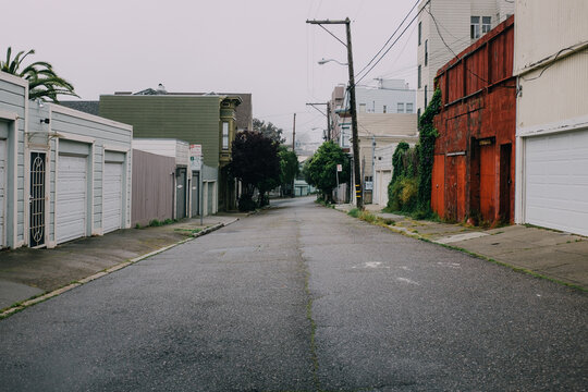 Rainy alley street in San Franciso
