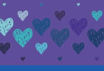 Light Pink, Blue vector pattern with colorful hearts.
