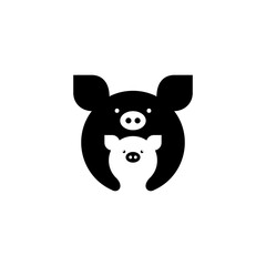 Illustration vector graphic template of pig negative space logo
