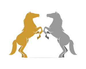 Two horse standing face to face logo