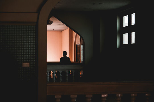 Thai Muslim man praying in mosque