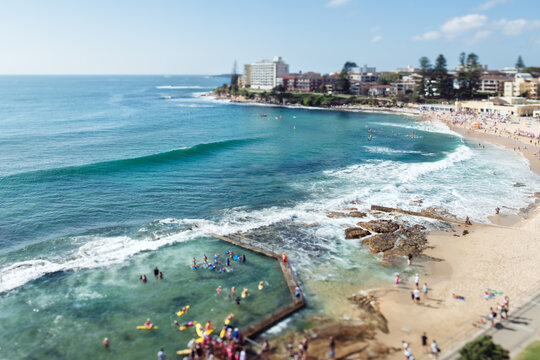 Beach and rock pools of Cronulla in summer