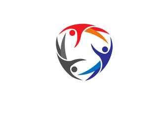 abstract color health fit community logo vector, Healthcare abstract logo