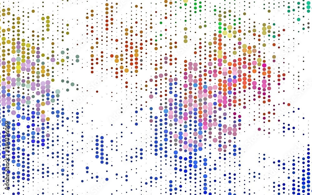 Poster light multicolor, rainbow vector cover with spots. blurred bubbles on abstract background with color