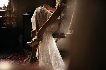 a bride gets ready for her wedding