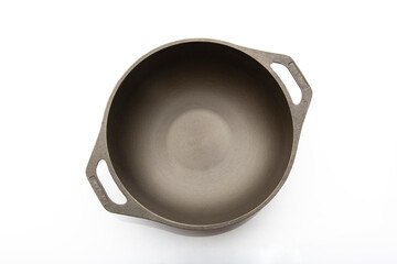 
Top View of Seasoned Cast Iron Pan with Handles

