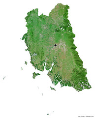 Naklejka premium Trang, province of Thailand, on white. Satellite
