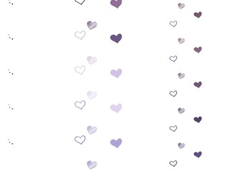 Light Purple vector background with hearts.