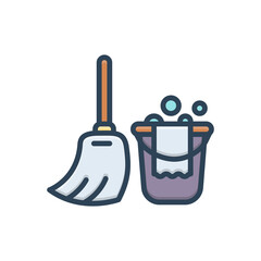 Obraz premium Color illustration icon for cleaning