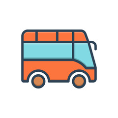 Color illustration icon for tourist bus