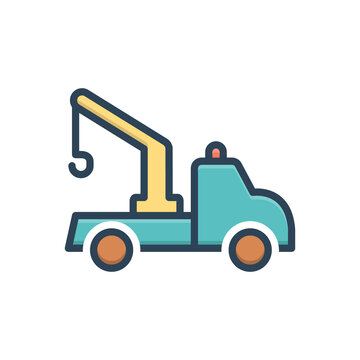 Color illustration icon for tow truck