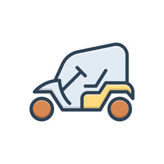 Color illustration icon for golf cart