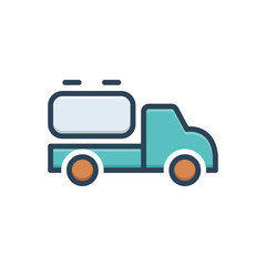 Color illustration icon for tank truck