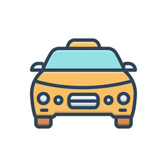 Color illustration icon for taxi