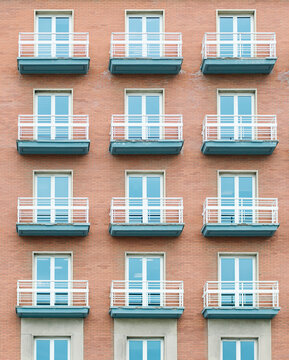Windows with balcony on a skyscraper