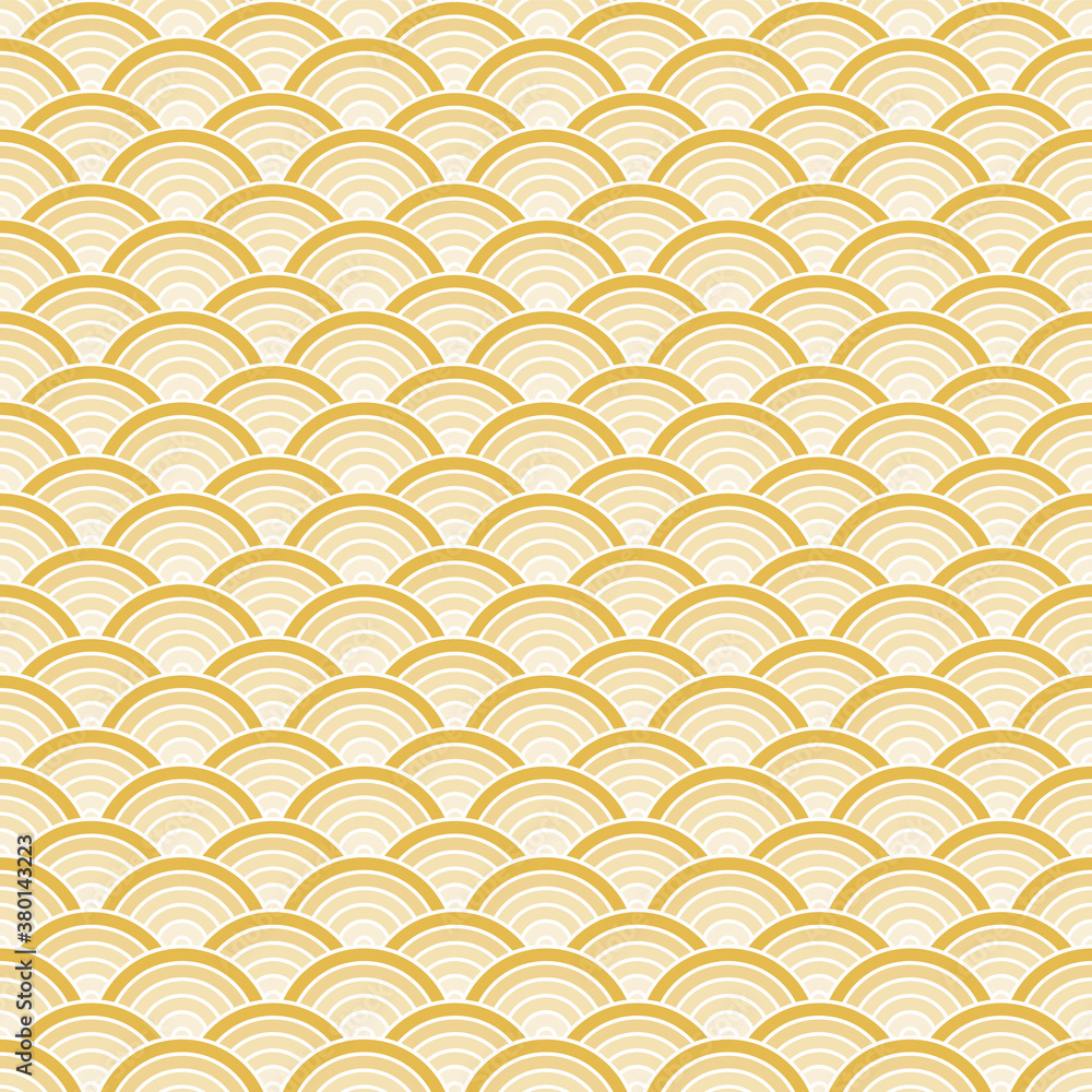 Wall mural abstract geometric fish scale scallop overlapping seamless pattern, vector design