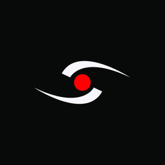 eye logo white center red, simple logo