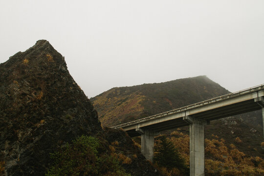 Road winding along the coast of california