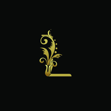 Classy Elegant L Letter Gold Flourish Shape Logo