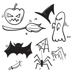 hand drawn doodle halloween icon symbol illustration with cartoon style