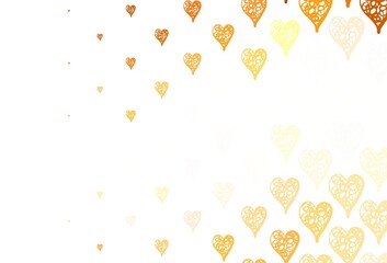 Light Orange vector template with doodle hearts.