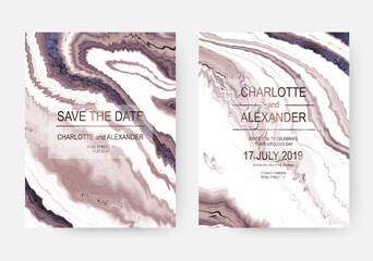 Luxury agate texture slice wedding invitation design cards. - obrazy, fototapety, plakaty