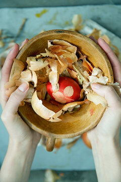 Egg in wooden bowl