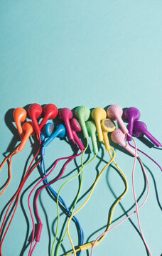 Group of Multi-Colored Headphones