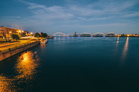 Town of Riga in Latvia at sunset.