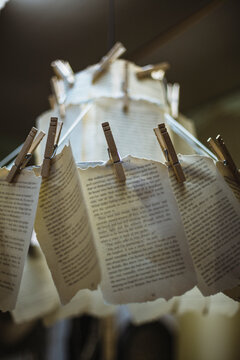 Lampshade made out of book pages