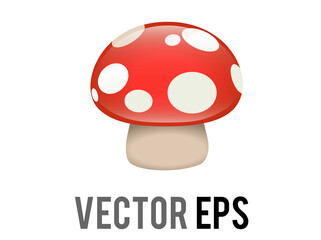 Vector edible fungus of white spotted red cap mushroom emoji icon