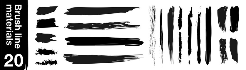 Brush touch material, ink splash, handwritten texture, texture material, rough lines, ink lines, Japanese style, Asian taste vector illustration