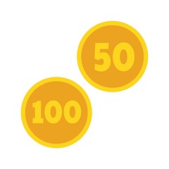 Coins in white background