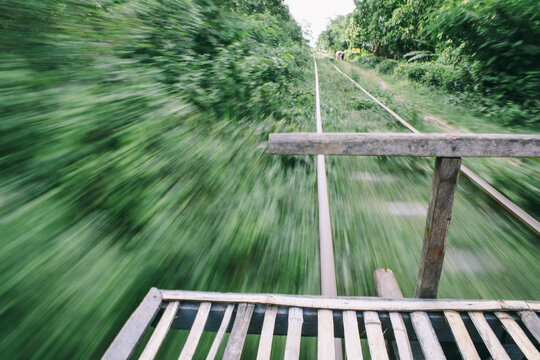 Bamboo train in Cambodia